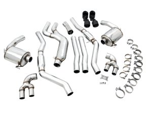 BMW 3 Series Performance Exhaust - AWE Tuning - Cat Back, Resonated Touring Edition, Quad Tips - Diamond Black - `19-`27